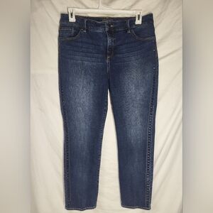 Chico's So Slimming Mid-Rise Bedazzled Skinny Stretch Blue Jeans Size 2 Large